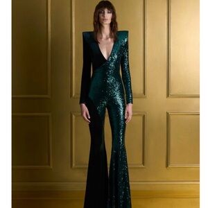 Zhivago Perfume Exotico Emerald Sequin Jumpsuit